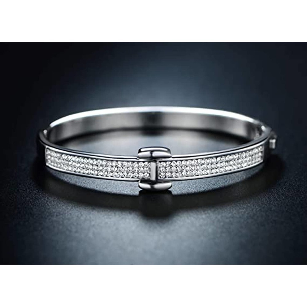 Crystal Belt Bangle 18K Gold Plated White Gold Swarovski Crystal Belt Bangle